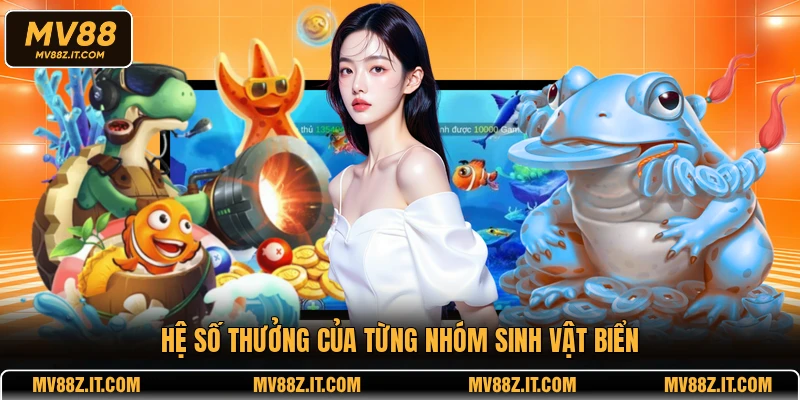 Hệ số thưởng của từng nhóm sinh vật biển